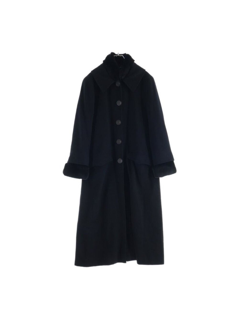 Chanel Rabbit Fur Cashmere Long Coat Black